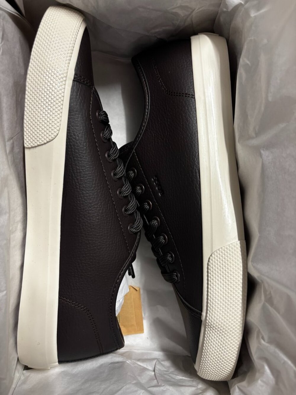 BOSS Aiden Tenn Men’s Dark Brown Leather Sneakers Size 11 NEW